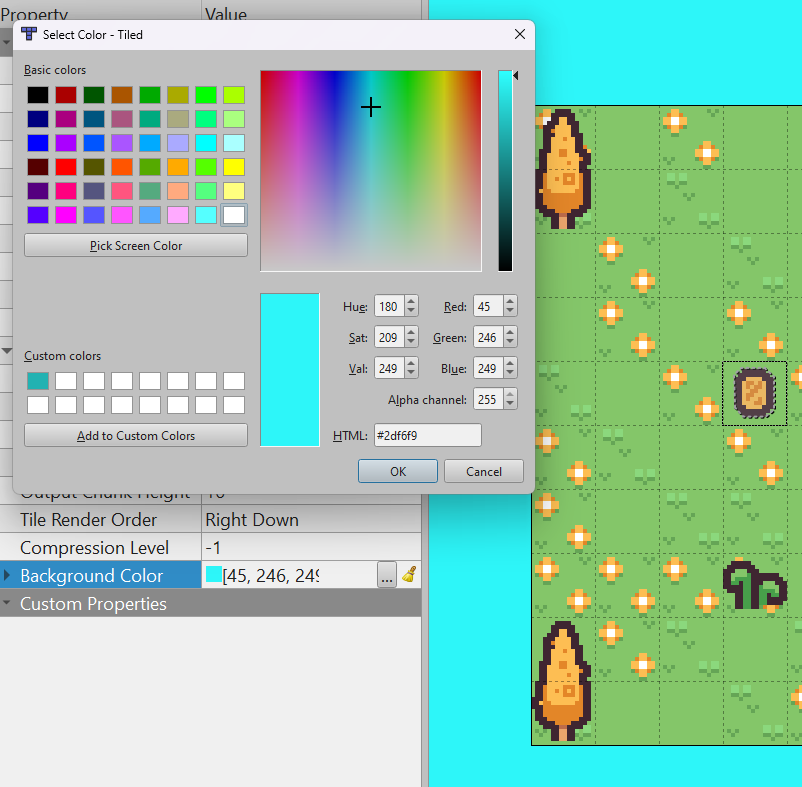 Tiled map background color
